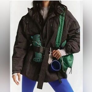 Free‎ People Movement Black wash tricked out trek utility jacket size Medium NWT